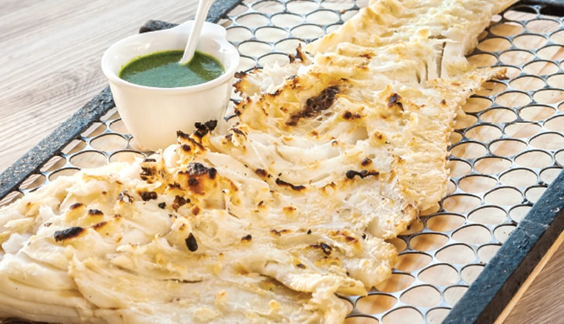 Bacalhau da Noruega grelhado com azeite de coentro