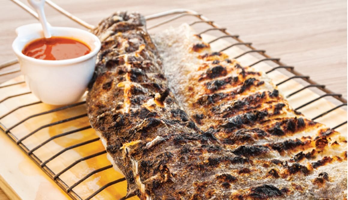 Bacalhau da Noruega grelhado com azeite de tomate seco e cravinho