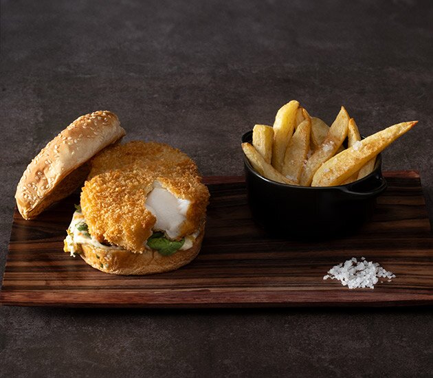 Hamburguer de Bacalhau da Noruega empanado
