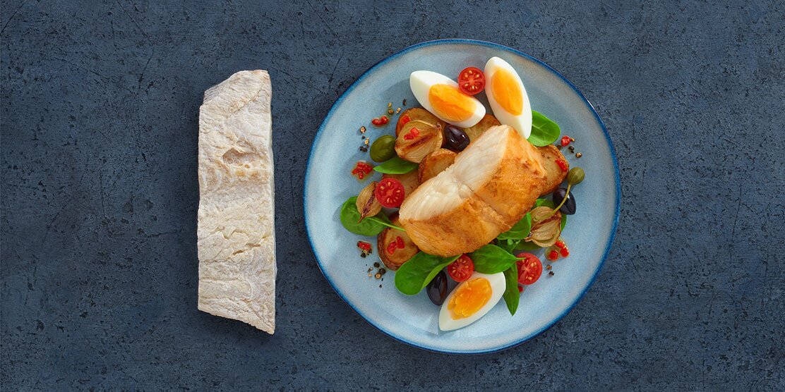 Bacalhau da Noruega com ovos e espinafre