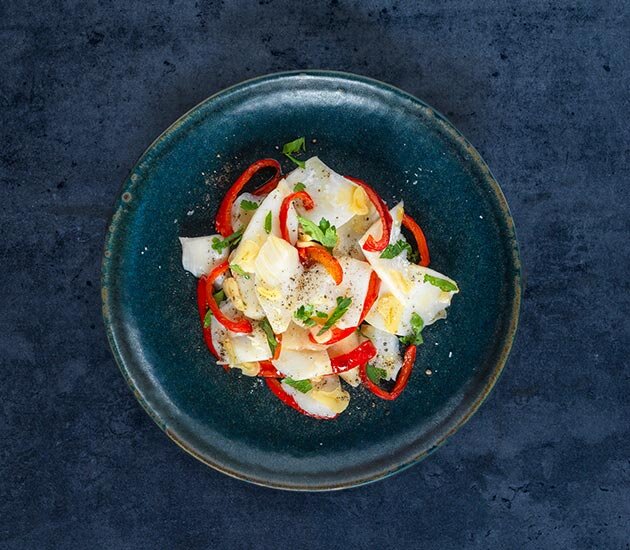 Salada de Bacalhau da Noruega com Pimentões assados