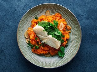 Bacalhau da Noruega com esmagada de batata doce